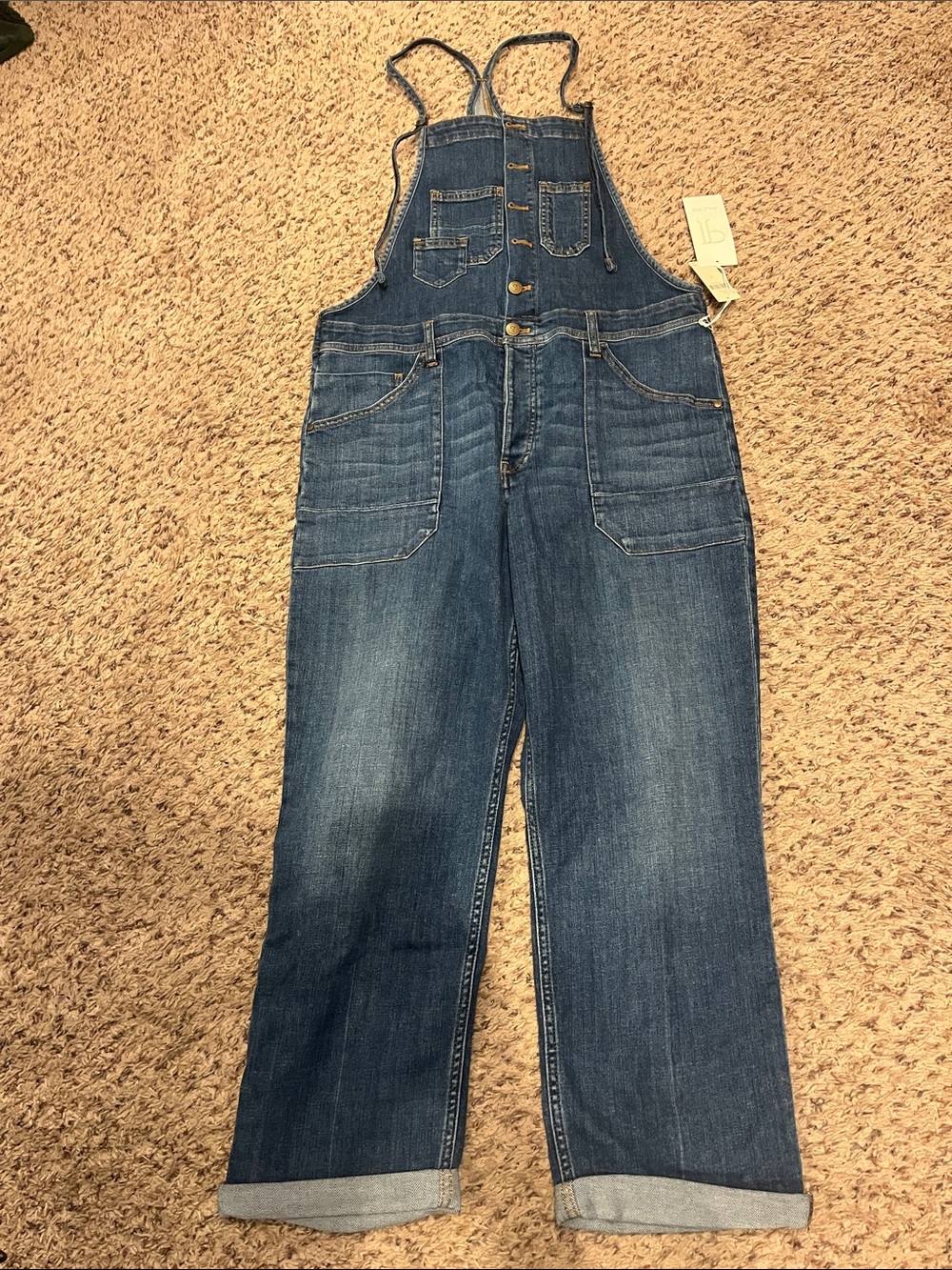 Pilcro Blue Denim Overalls with Branded Tag
